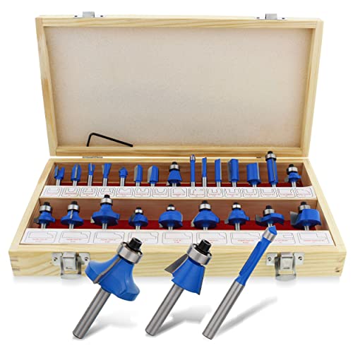 ABN Tungsten Carbide Router Bit Set - 24 Piece Router Set 1/4in Shanks - for Beginners to Commercial Users - Click to Buy