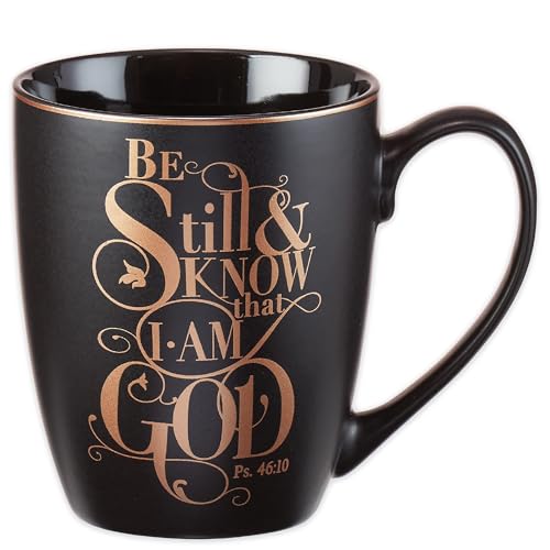 Christian Art Gifts Matte Black Ceramic Coffee Mug – 12 oz. Lead & Cadmium-free Inspirational Scripture Coffee and Tea Mug for Men & Women with Bible Verse: Be Still and Know That I Am God–Psalm 46:10 - Click to Buy