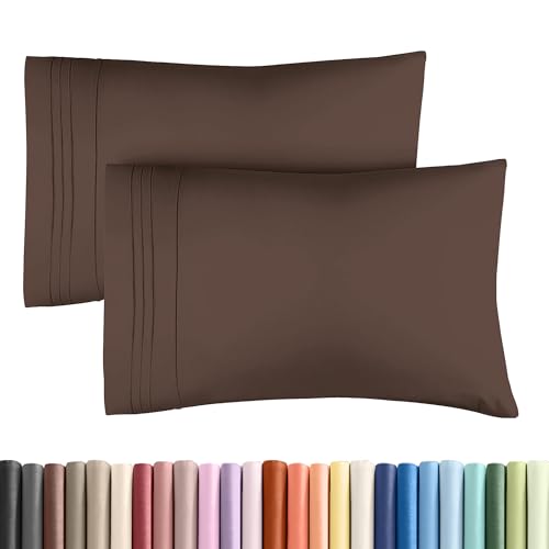 Queen Pillow Cases Set of 2 - Ultra Soft Hotel Quality Pillowcase Covers - Luxury Comfy Bedding for Women, Men, Kids and Teens - Machine Washable Pillow Protectors - 2 Pieces Set - Queen Size Brown