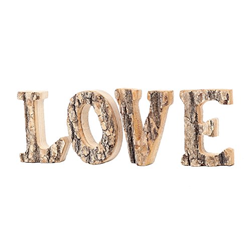 MyGift Country Rustic Exposed Wood 4 Inch Block Letters LOVE Sign, Decorative Mantel Word Sign - Click to Buy