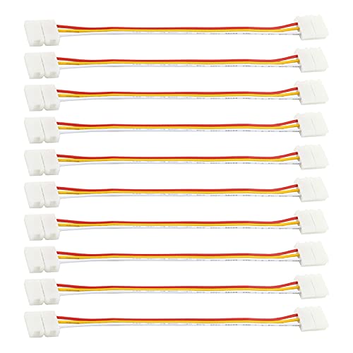 RGBZONE 10Pcs 3Pin LED Strip to Strip Jumper Connectors 10mm Wide with 15cm Extension Cable, 3PIN LED Strip Light Solderless DIY Connector Adapter for WS2811 WS2812B SK6812 LED Strip Lights(Yellow) - Click to Buy