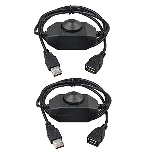 Onite 2PCS LED Strip Dimmer Switch, USB Female to Male Extension Cord with Dimmable Rotary Switch - Click to Buy