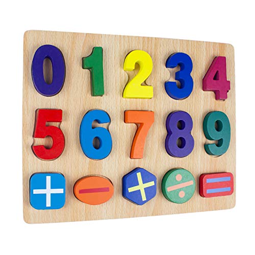 Timy Wooden Numbers Puzzle for Toddlers, Preschool Educational Learning Board Toys for Kids Ages 3+ - Click to Buy