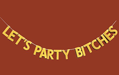 FECEDY Glitter Gold Alphabet Let's Party Banner for Bachelorette Party Decoration - Click to Buy