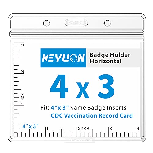 KEYLION 10 Pack Vaccination Card Protector 4x3 in, CDC Immunization Record Vaccine Card Holder, 3x4 Horizontal ID Badge Holder, Clear Vinyl Plastic Sleeve Cover w Waterproof Resealable Zip for Travel - Click to Buy