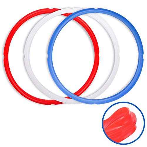 Sealing Rings for Instant Pot Accessories of 6 Qt Models - Red, Blue and Clear, Sweet and Savory Edition - 3 Pack BPA-Free Food-grade Replacement Silicone Seal Gaskets for Instpot 6 Quart - Click to Buy