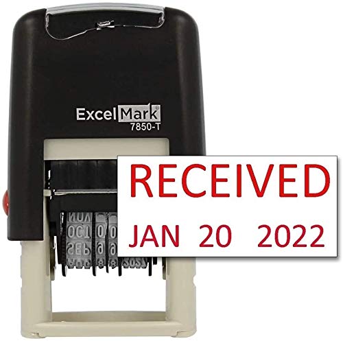 ExcelMark Received - Self-Inking Rubber Date Stamp - Compact Size - Red Ink - Click to Buy