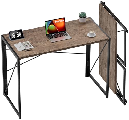 Writing Computer Desk Modern Simple Study Desk Industrial Style Folding Laptop Table for Home Office Brown Notebook Desk - Click to Buy
