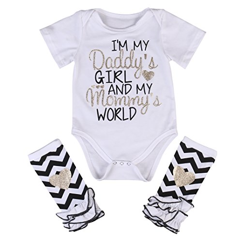 3 Styles Newborn Baby Girl I'm Daddy Girl Letter Print Bodysuit+Leg Warmer Outfits Set - Click to Buy