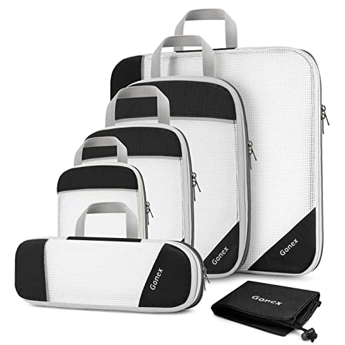 Gonex Kompressions-Verpackungswürfel, ausziehbare Netztaschen, 6 Stück schwarz, L+M+S+XS+Slim+Laundry Bag - Click to Buy