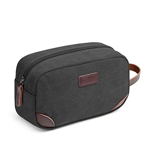 TOUPONS Men's Travel Toiletry Organizer Bag Canvas Shaving Dopp Kit TSA Approved (Black) - Click to Buy