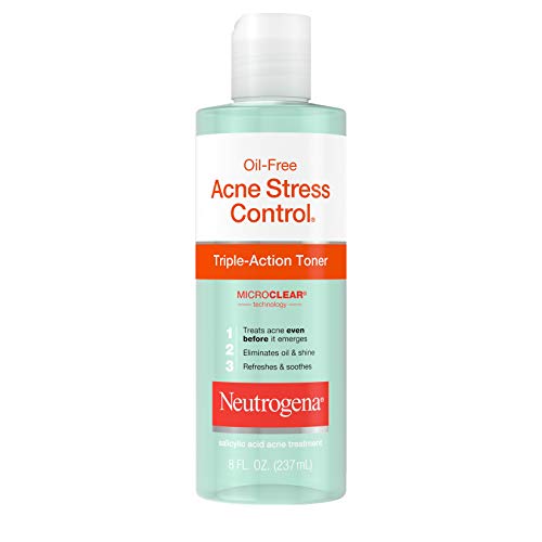 Neutrogena Oil-Free Acne-Fighting Stress Control Triple-Action Facial Toner, Soothing and Refreshing Toner with Salicylic Acid Acne Medicine, Green Tea, and Cucumber Extract, 8 fl. oz ( Pack of 4)