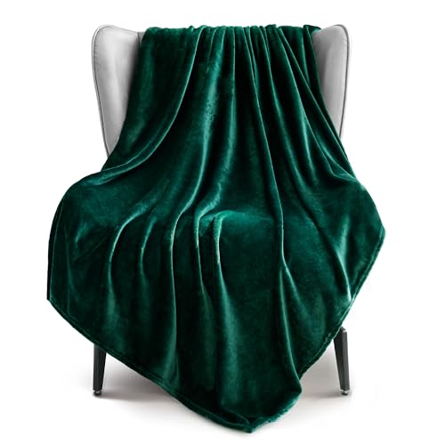 Exclusivo Mezcla Extra Large Fleece Throw Blanket for Couch, Sofa, 300GSM Super Soft and Warm Blankets, Forest Green Throw All Season Use, Cozy, Plush, Lightweight, 50x70 Inches - Click to Buy