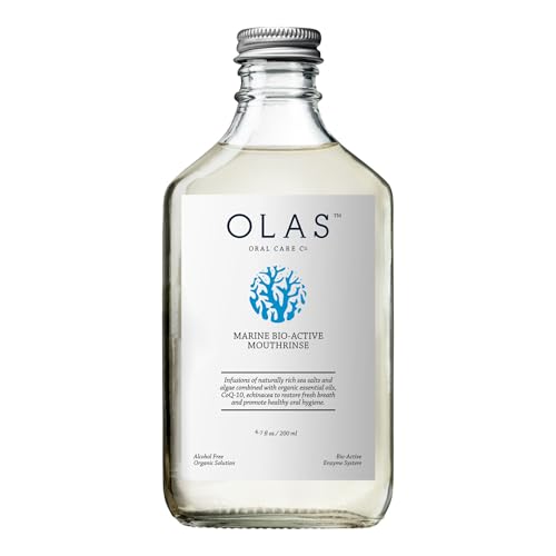 Olas Alcohol Free Mouthwash & Oral Rinse - Marine Bio-Active Mouth Rinse With Essential Oils & Antioxidants for a Healthy Oral Microbiome - Fluoride Free Natural Mouthwash (200 ml) - Click to Buy