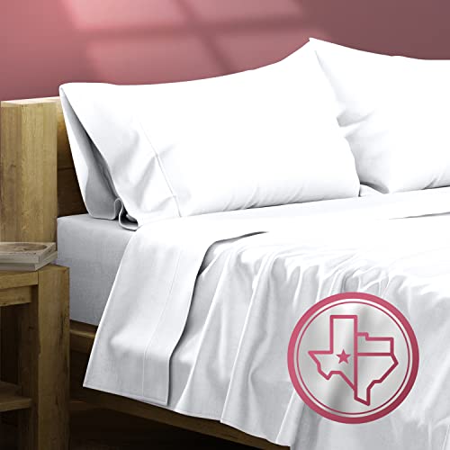 TEXAS LINEN CO. 100% Egyptian Cotton Sheets Queen Size - High Thread Count Egyptian Cotton Sheets for Queen Size Bed (4 PC, White), Soft Cooling Luxury Hotel Bedsheets, 16" Deep Pocket Queen Sheet Set