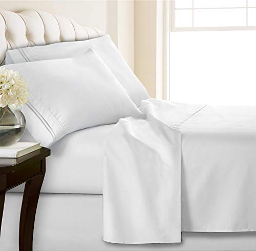FBTS Basic Ägyptische 1800 Serie doppelt gebürstete Mikrofaser farbecht Hotel Home Collection 4-teiliges Bettlaken mit passenden Kissenbezügen, hypoallergen, weich und seidig, luxuriöse Haptik - Click to Buy