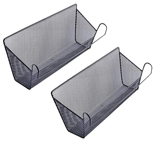 YIFAN Aufbewahrungskörbe, Netz-Origanizer für Bücher, Telefone, Getränke, Büro, Zuhause, Tisch, Hänge-Organizer, Schreibtisch-Eckregale, Schwarz, 2 Stück - Click to Buy