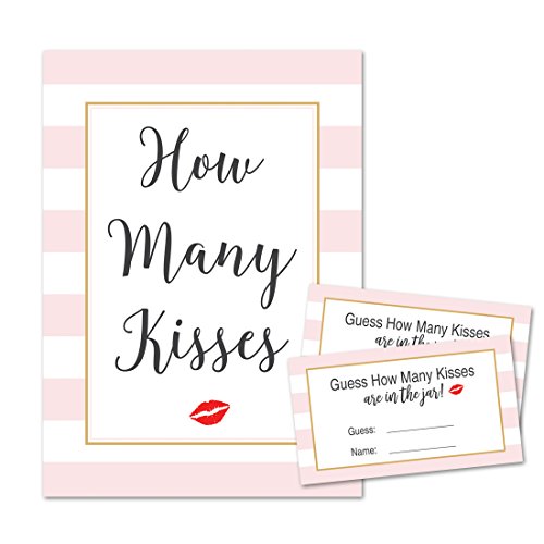 Guess How Many Kisses in the Jar Shower Game (24 Cards + 1 Sign) - Click to Buy