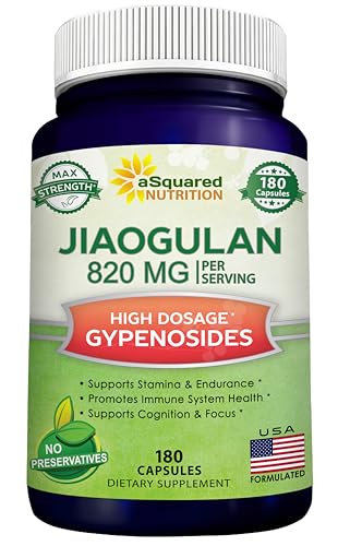 Pure Jiaogulan Supplement - 180 Capsules - Gynostemma Pentaphyllum AMPK Activator, Caffeine-Free Adaptogen Pills, Southern Ginseng (Jiaogulan) Root Powder Extract, Max Strength 820mg - Click to Buy
