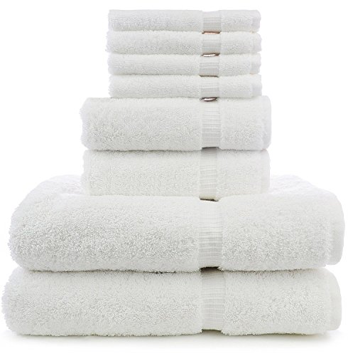 8 Piece Turkish Luxury 100% Genuine Turkish Cotton Towel Set (White) - Eco Friendly, 2 Bath Towels, 2 Hand Towels, 4 Wash Clothes by Turkuoise Turkish Towel by TURKUOISE TURKISH TOWEL - Click to Buy