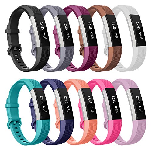 Henoda Compatible with Fitbit Alta/Fitbit Alta HR Bands, Small 10 Color Soft Replacement Band Adjustable Sport Strap Compatible for Fitbit Alta/Fitbit Alta HR/Fitbit Ace Fitness Wristbands - Click to Buy