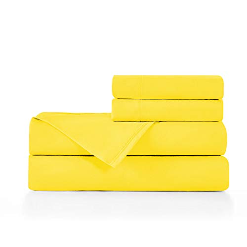 BASIC CHOICE Twin Size Sheet Set - Breathable & Cooling Sheets - Hotel Luxury Bed Sheets - Extra Soft - Deep Pockets - Easy Fit - 3 Piece - Wrinkle Free - Yellow Bed Sheets - Twins Sheets 3 PC