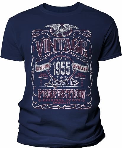 70th Birthday Gift Shirt for Men - Vintage 1955 Aged to Perfection - Navy-003-Lg - Click to Buy