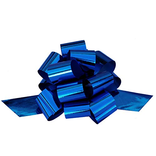 Metallic Royal Blue Decorative Bows - 5" Wide, Set of 10, Gift Bows, 4th of July, Birthday, Police Support, Presents, Gift Basket, Christmas, President's Day, Easter, Memorial Day - Click to Buy
