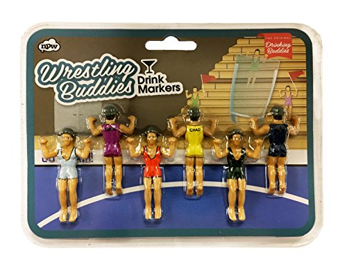 NPW-USA Drinking Buddies Cocktail/Wine Glass Markers, 6, White,Dark Purple,Red,Yellow and Black - Click to Buy