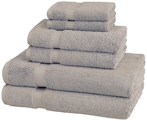 Pinzon Organic Cotton Bathroom Towels, 6 Piece Set, Marble Grey - Click to Buy