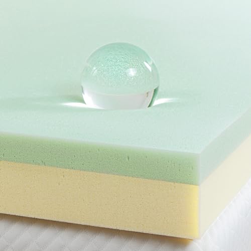 ZINUS 4 Inch Green Tea Memory Foam Mattress Topper, Pressure-Relieving Layers, CertiPUR-US Certified, Queen - Click to Buy