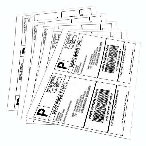 9527 Product Half Sheet Self Adhesive Sticker Printer Labels for Laser & Inkjet Printers 8.5''x5.5'' White Blank Address Shipping Labels, 2 Labels per Sheet (1000 Labels) - Click to Buy