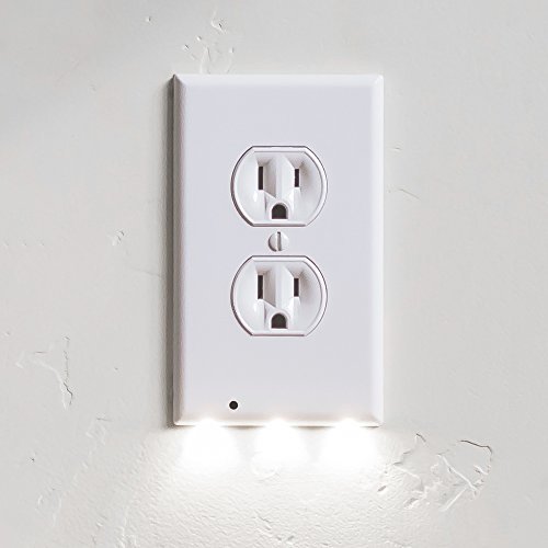 2 Pack SnapPower Guidelight - Outlet Wall Plate With LED Night Lights - No Batteries Or Wires - Installs In Seconds - (Duplex, White) - Click to Buy