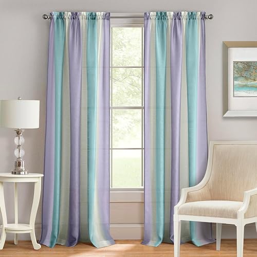 Achim Home Decor Spectrum-Fenstervorhang, 127 cm breit, 160 cm lang, lila/türkis, halbtransparent und maschinenwaschbar, weiche Polyester-Vorhänge für Schlafzimmer, Wohnzimmer und Esszimmer - Click to Buy