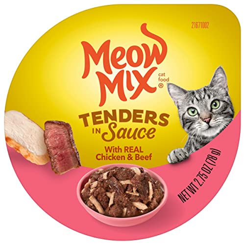 Meow Mix Tenders in Sauce Wet Cat Food, Chicken & Beef, 2.75 Ounce Cup (Pack of 12)