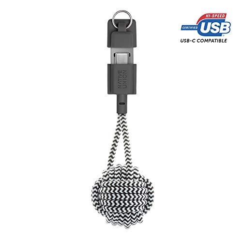 Native Union Câble Key USB-A à USB-C - Câble Certifié De Chargement Renforcé Ultra Résistant avec clé Fob - Compatible avec Z Fold3/Z Flip3, Google Pixel 6, iPad Pro, iPad Air 5 (Zebra) - Click to Buy