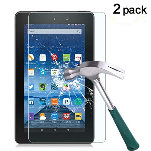 TANTEK [2-Pack Screen Protector for Amazon Fire HD 7 (5th Gen-2014,7 inch),Tempered Glass Film,Ultra Clear,Anti Scratch,Bubble Free,Case Friendly - Click to Buy
