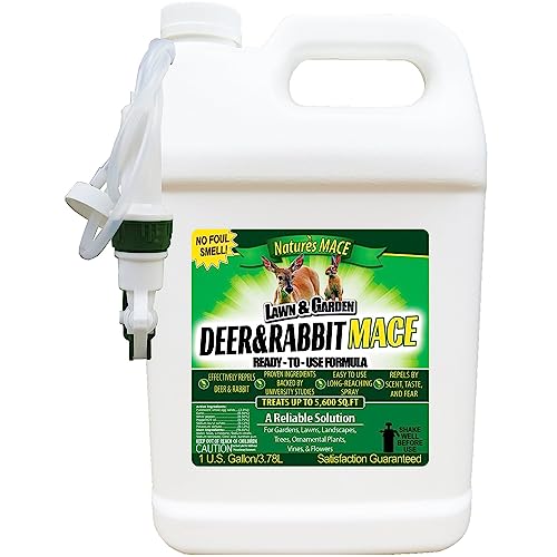 Nature’s MACE Deer and Rabbit Repellent, 1 Gallon Ready-to-Use Spray, Deer Deterrent for Lawns, Flowers, & Gardens, All-Season Protection, Protect Plants Fast