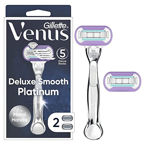 Gillette Venus Platinum Extra Smooth Womens Razor Metal Handle + 2 Blade Refills - Click to Buy