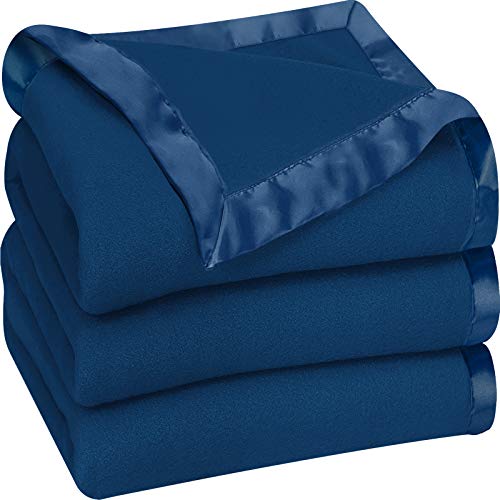 Utopia Bedding Fleece Blanket Queen Size Navy Soft Cozy Sateen Bed Blanket Microfiber - Click to Buy