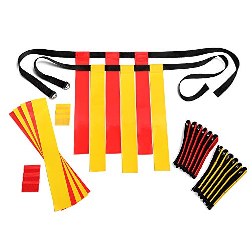 Flag Football Belts Adult - Durable 14 Player Flag Football Set of Belts and Flags Includes 3 Flags Per Belt Plus a Bonus 6 Replacement Flags (62 Piece Kit) - Click to Buy