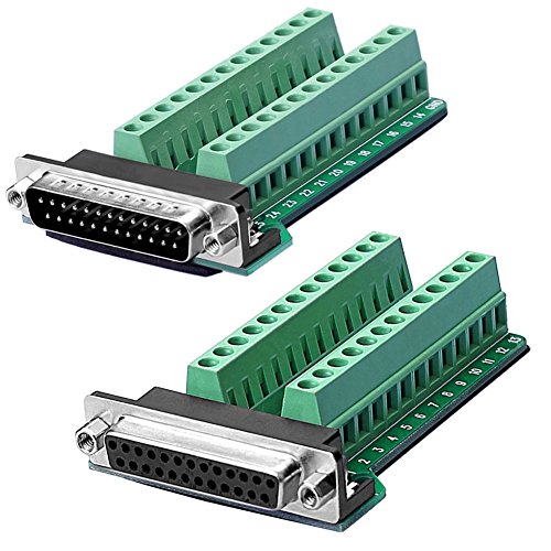 Sysly DB25 D-SUB Male and Female Connector Adapter RS232 to Terminal Signal Module Breakout Board
