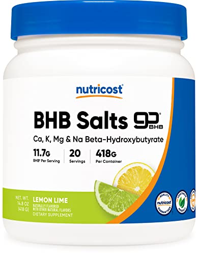 Nutricost BHB Exogenous Ketone Salts (Beta-Hydroxybutyrate) Lemon-Lime 20 Servings (4-in-1 Ca, K, Mg, Na) - Click to Buy