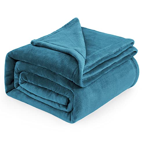 Bedsure Fleece Blankets Queen Size Teal - Bed Blanket Soft Lightweight Plush Fuzzy Cozy Luxury Microfiber, 90x90 inches - Click to Buy