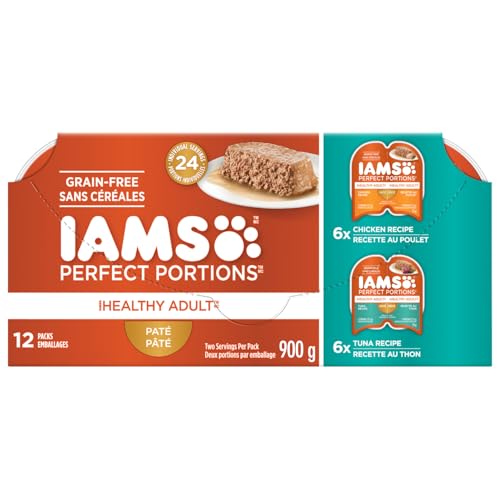 IAMS PERFECT PORTIONS Paté Healthy Adult Wet Cat Food – Grain Free – Chicken & Tuna – 12x75G (2.6oz) Trays - Click to Buy