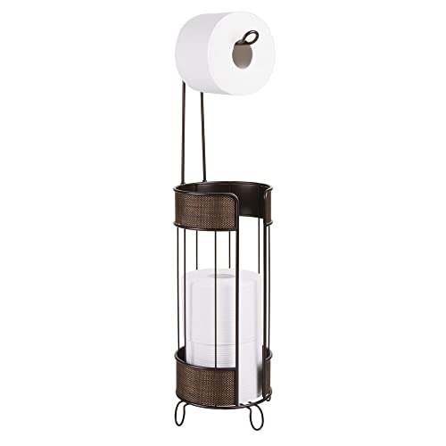 mDesign porte papier toilette sur pied – dérouleur papier toilette pour salle de bain – distributeur papier toilette 3 rouleaux élégant – couleur bronze - Click to Buy