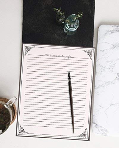 48 Sheets Vintage Lined Paper for Letter Writing Stationery with Antique Border Design - 8.5"x11" Cream Aged Paper for Letters & Invitations - Click to Buy