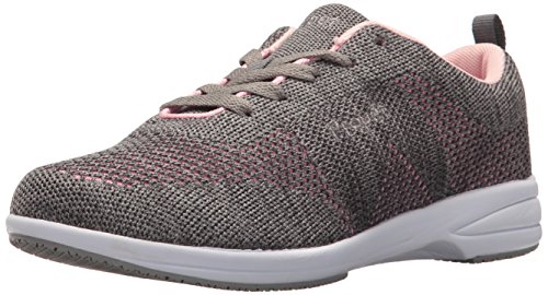 Propet Womens Washable Walker Evolution Shoe, Grey/Pink, 9.5 Wide