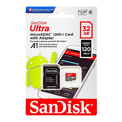 SanDisk 32GB Ultra microSDHC UHS-I Memory Card with Adapter - 98MB/s, C10, U1, Full HD, A1, Micro SD Card - SDSQUAR-032G-GN6MA - Click to Buy