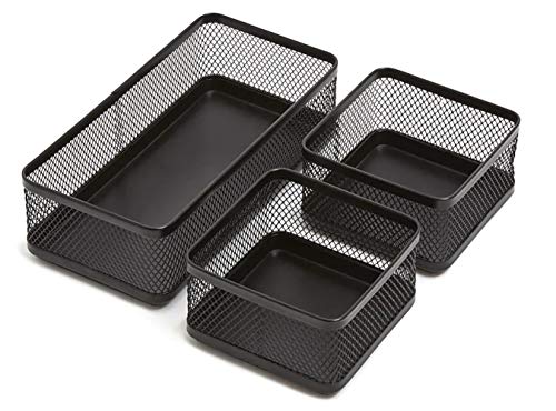 1InTheOffice Desk Drawer Organizer Tray, Black Wire Mesh 5-Compartment - Click to Buy